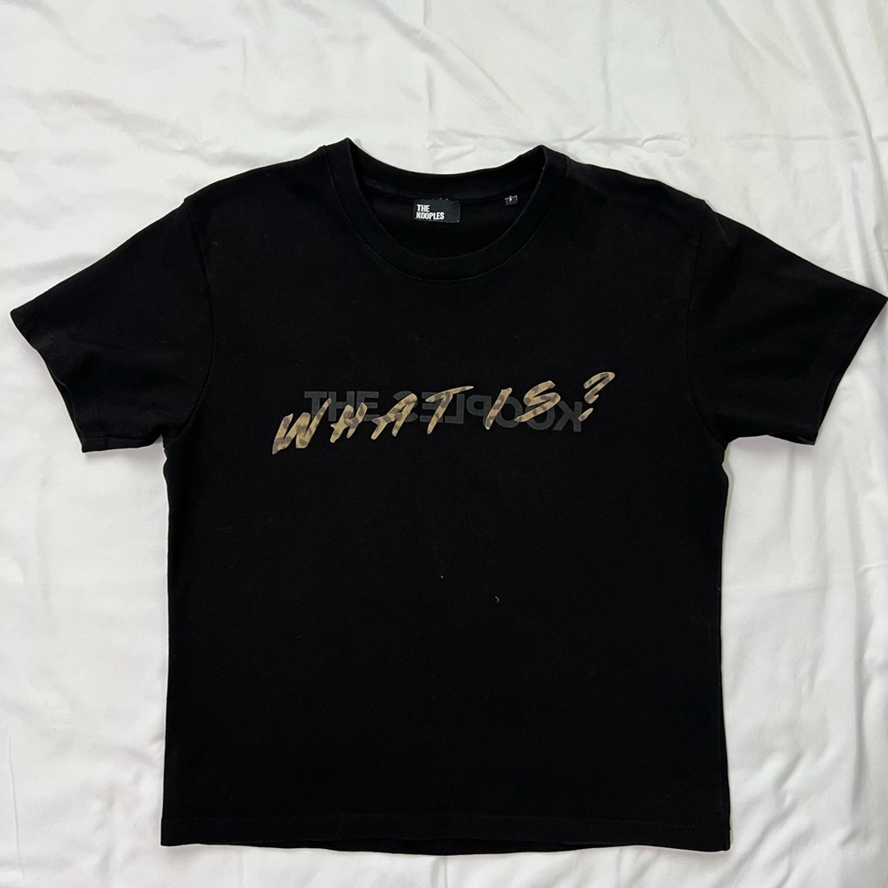 Black T-Shirt with Gold Text